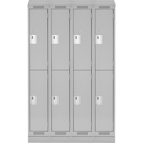 Clean Line Lockers, 2 -tier, Bank of 4, 48" x 18" x 82", Steel, Grey, Rivet (Assembled) Planification Entrepots Molloy