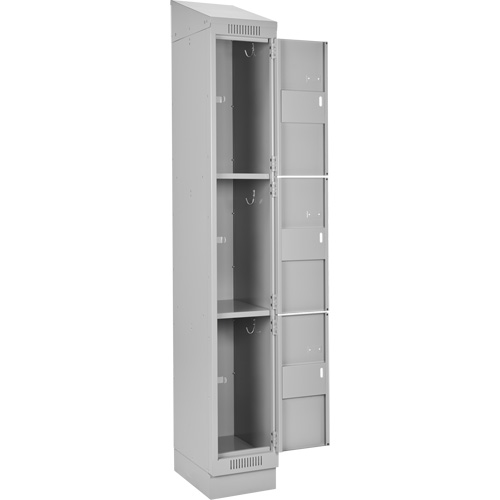 Clean Line Lockers, 3 -tier, Bank of 3, 36" x 18" x 82", Steel, Grey, Rivet (Assembled) Planification Entrepots Molloy