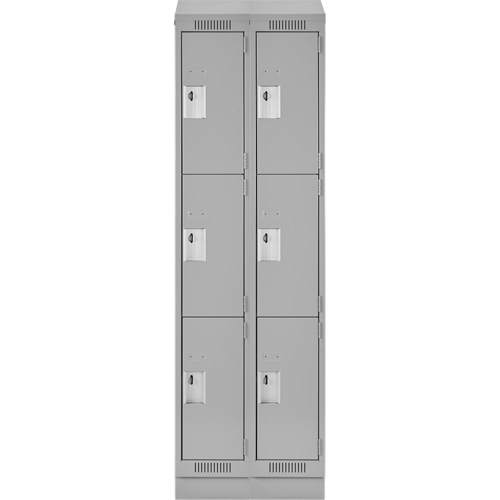 Clean Line Lockers, 3 -tier, Bank of 2, 24" x 18" x 82", Steel, Grey, Rivet (Assembled) Planification Entrepots Molloy