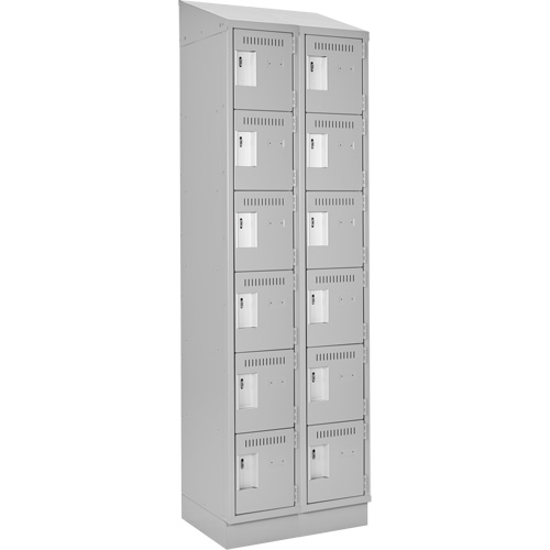 Clean Line Lockerette, 6 -tier, Bank of 2, 24" x 18" x 82", Steel, Grey, Rivet (Assembled) Planification Entrepots Molloy