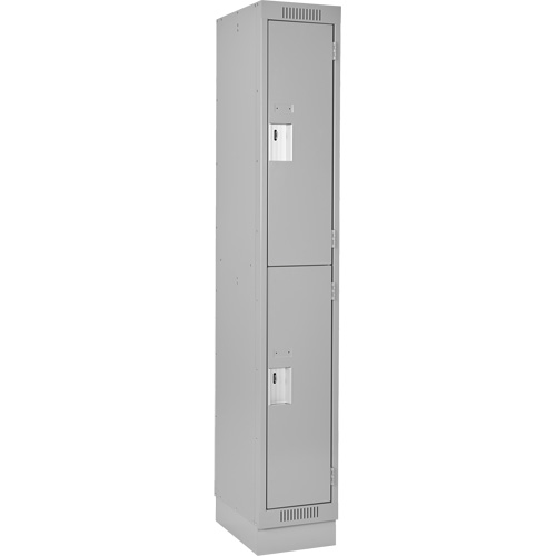 Clean Line Lockers, 2 -tier, 12" x 18" x 76", Steel, Grey, Rivet (Assembled) Planification Entrepots Molloy