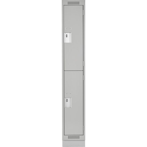 Clean Line Lockers, 2 -tier, 12" x 18" x 76", Steel, Grey, Rivet (Assembled) Planification Entrepots Molloy