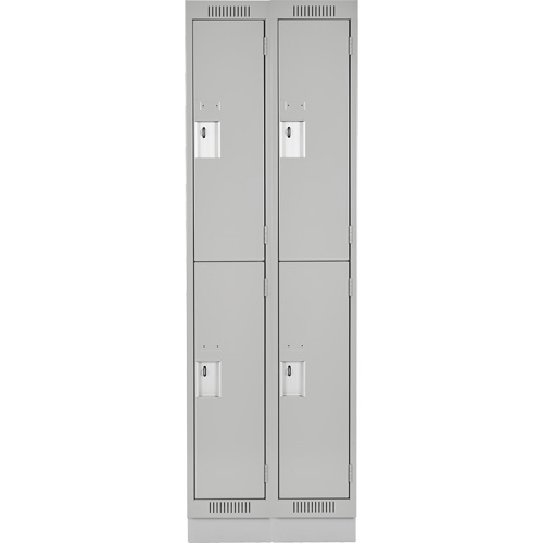 Clean Line Lockers, 2 -tier, Bank of 2, 24" x 18" x 76", Steel, Grey, Rivet (Assembled) Planification Entrepots Molloy