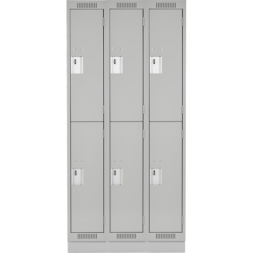 Clean Line Lockers, 2 -tier, Bank of 3, 36" x 18" x 76", Steel, Grey, Rivet (Assembled) Planification Entrepots Molloy