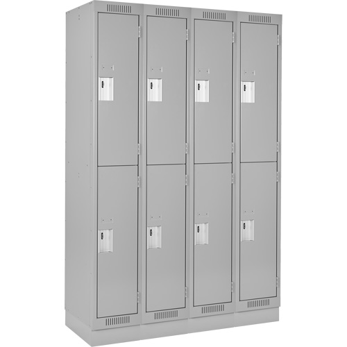 Clean Line Lockers, 2 -tier, Bank of 4, 48" x 18" x 76", Steel, Grey, Rivet (Assembled) Planification Entrepots Molloy
