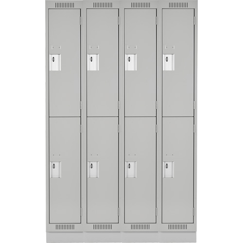 Clean Line Lockers, 2 -tier, Bank of 4, 48" x 18" x 76", Steel, Grey, Rivet (Assembled) Planification Entrepots Molloy