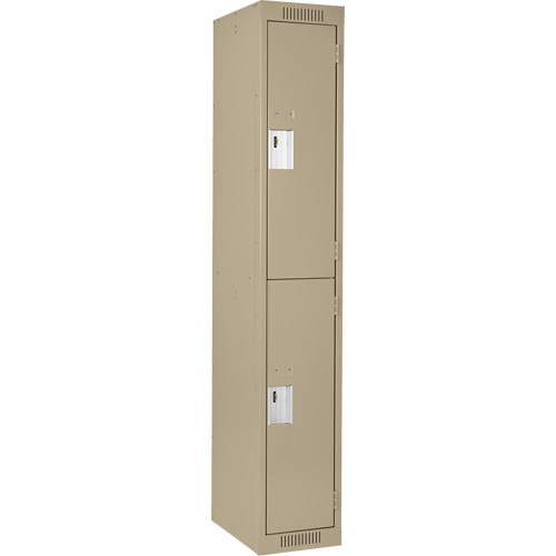 Clean Line Lockers, 2 -tier, 12" x 18" x 72", Steel, Beige, Rivet (Assembled) Planification Entrepots Molloy
