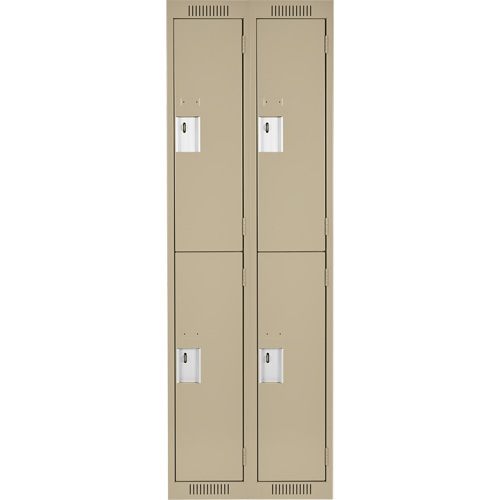 Clean Line Lockers, 2 -tier, Bank of 2, 24" x 18" x 72", Steel, Beige, Rivet (Assembled) Planification Entrepots Molloy