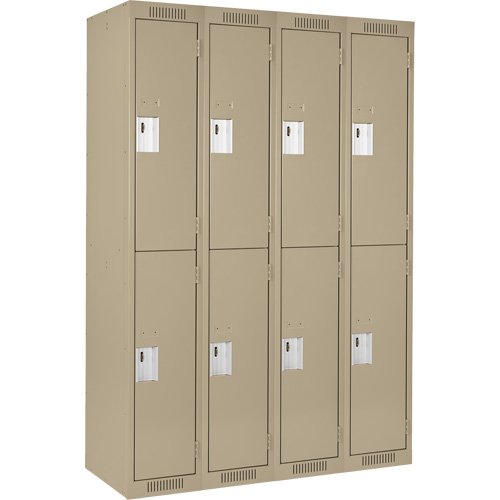 Clean Line Lockers, 2 -tier, Bank of 4, 48" x 18" x 72", Steel, Beige, Rivet (Assembled) Planification Entrepots Molloy