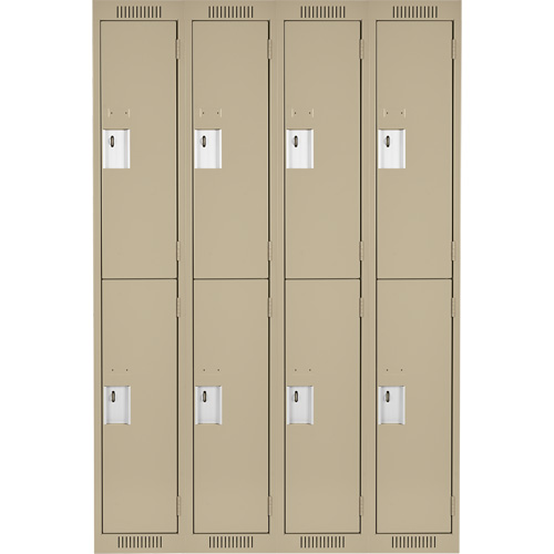 Clean Line Lockers, 2 -tier, Bank of 4, 48" x 18" x 72", Steel, Beige, Rivet (Assembled) Planification Entrepots Molloy