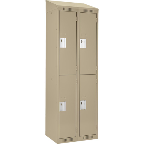 Clean Line Lockers, 2 -tier, Bank of 2, 24" x 18" x 78", Steel, Beige, Rivet (Assembled) Planification Entrepots Molloy