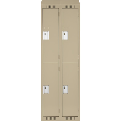 Clean Line Lockers, 2 -tier, Bank of 2, 24" x 18" x 78", Steel, Beige, Rivet (Assembled) Planification Entrepots Molloy