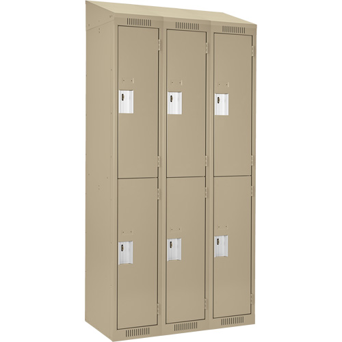 Clean Line Lockers, 2 -tier, Bank of 3, 36" x 18" x 78", Steel, Beige, Rivet (Assembled) Planification Entrepots Molloy