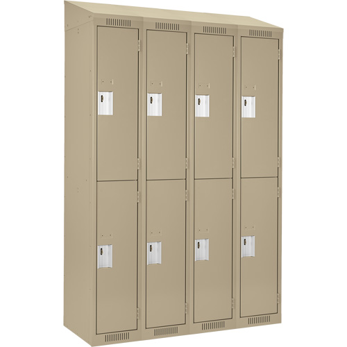 Clean Line Lockers, 2 -tier, Bank of 4, 48" x 18" x 78", Steel, Beige, Rivet (Assembled) Planification Entrepots Molloy