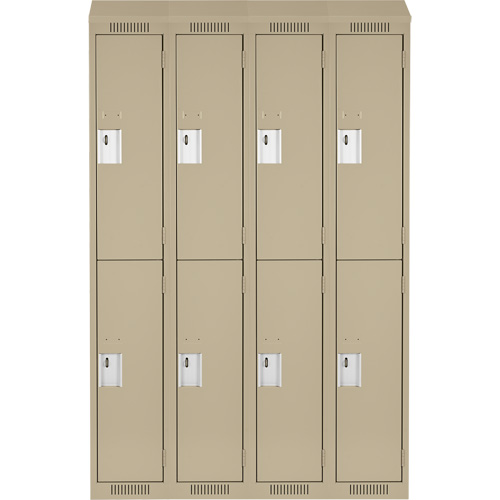 Clean Line Lockers, 2 -tier, Bank of 4, 48" x 18" x 78", Steel, Beige, Rivet (Assembled) Planification Entrepots Molloy