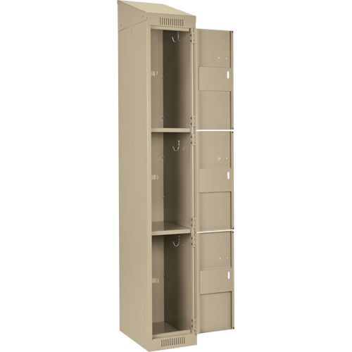 Clean Line Lockers, 3 -tier, Bank of 4, 48" x 18" x 78", Steel, Beige, Rivet (Assembled) Planification Entrepots Molloy