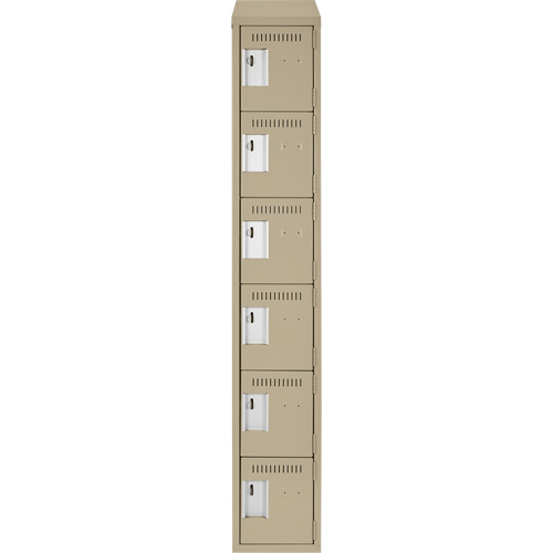 Petits casiers Clean Line, 6 niveaux, 12" x 18" x 78", Acier, Beige, Rivet (assembl&eacute;) Planification Entrepots Molloy