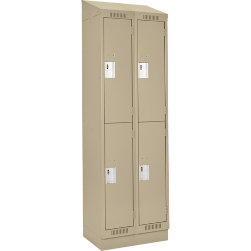 Clean Line Lockers, 2 -tier, Bank of 2, 24" x 18" x 82", Steel, Beige, Rivet (Assembled) Planification Entrepots Molloy