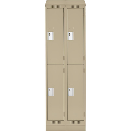 Clean Line Lockers, 2 -tier, Bank of 2, 24" x 18" x 82", Steel, Beige, Rivet (Assembled) Planification Entrepots Molloy