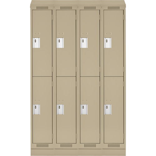 Clean Line Lockers, 2 -tier, Bank of 4, 48" x 18" x 82", Steel, Beige, Rivet (Assembled) Planification Entrepots Molloy