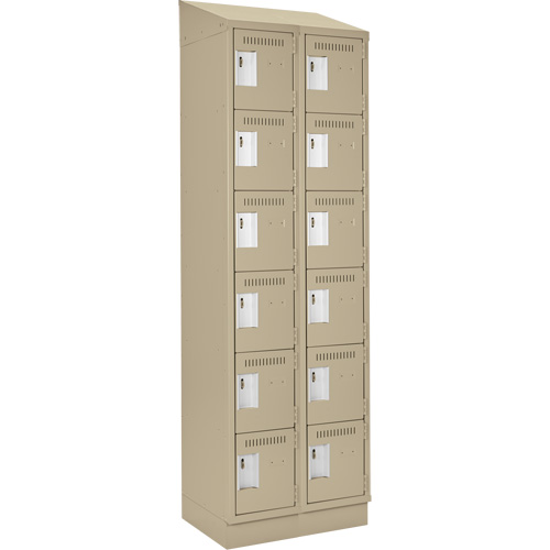 Clean Line Lockerette , 6 -tier, Bank of 2, 24" x 18" x 82", Steel, Beige, Rivet (Assembled) Planification Entrepots Molloy