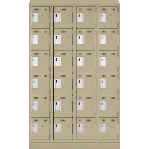 Clean Line Lockerette , 6 -tier, Bank of 4, 48" x 18" x 82", Steel, Beige, Rivet (Assembled) Planification Entrepots Molloy