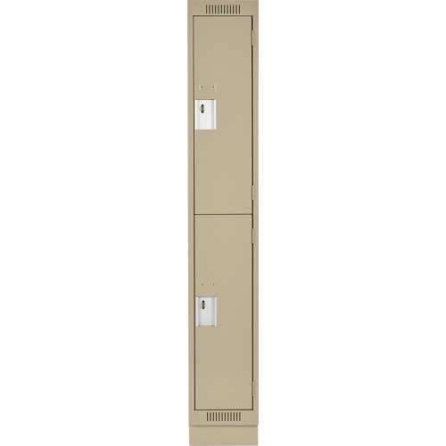 Clean Line Lockers, 2 -tier, 12" x 18" x 76", Steel, Beige, Rivet (Assembled) Planification Entrepots Molloy
