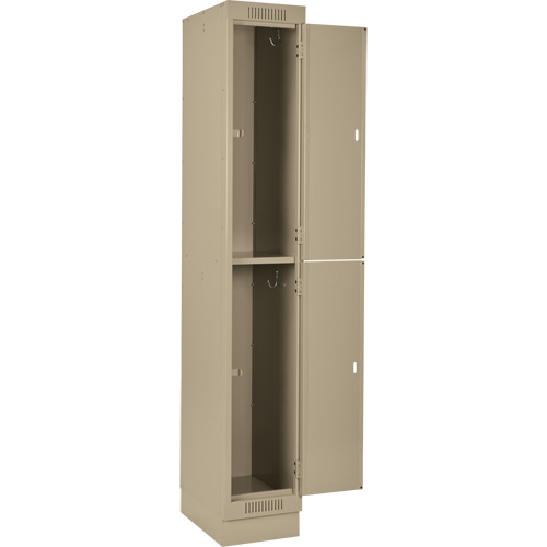 Clean Line Lockers, 2 -tier, Bank of 3, 36" x 18" x 76", Steel, Beige, Rivet (Assembled) Planification Entrepots Molloy