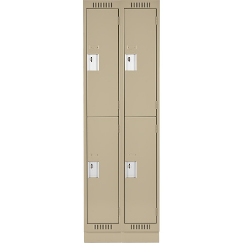 Clean Line Lockers, 2 -tier, Bank of 2, 24" x 18" x 76", Steel, Beige, Rivet (Assembled) Planification Entrepots Molloy