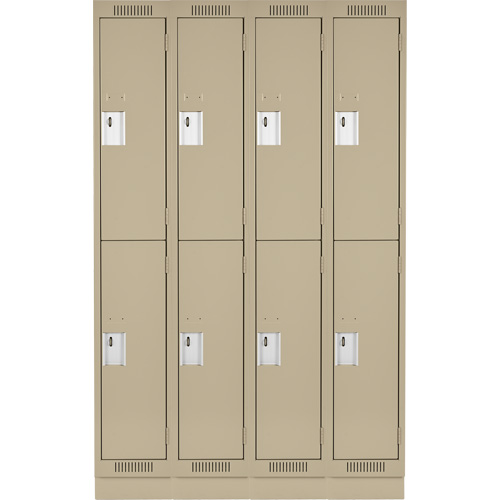Clean Line Lockers, 2 -tier, Bank of 4, 48" x 18" x 76", Steel, Beige, Rivet (Assembled) Planification Entrepots Molloy