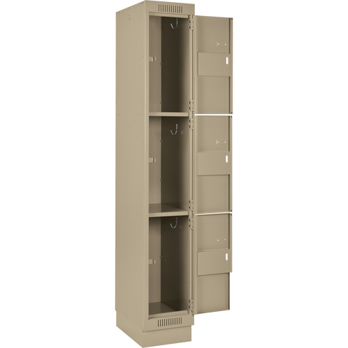 Clean Line Lockers, 3 -tier, Bank of 4, 48" x 18" x 76", Steel, Beige, Rivet (Assembled) Planification Entrepots Molloy