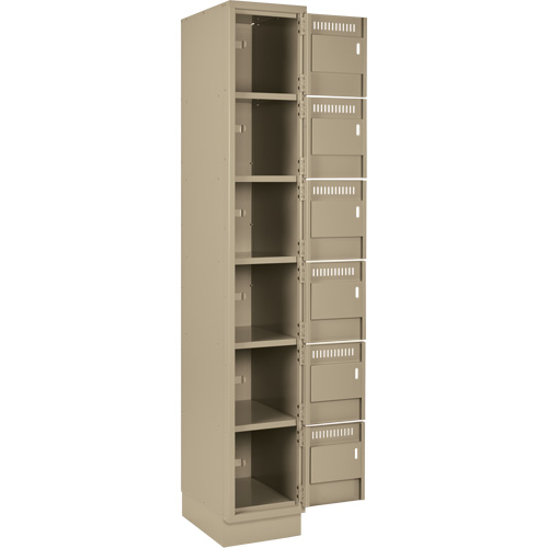 Clean Line Lockerette, 6 -tier, Bank of 4, 48" x 18" x 76", Steel, Beige, Rivet (Assembled) Planification Entrepots Molloy