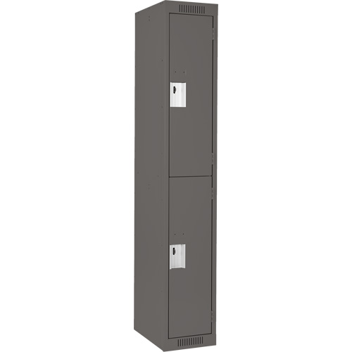 Clean Line Lockers, 2 -tier, 12" x 18" x 72", Steel, Charcoal, Rivet (Assembled) Planification Entrepots Molloy