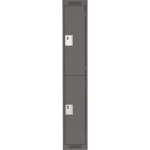 Clean Line Lockers, 2 -tier, 12" x 18" x 72", Steel, Charcoal, Rivet (Assembled) Planification Entrepots Molloy