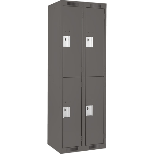 Clean Line Lockers, 2 -tier, Bank of 2, 24" x 18" x 72", Steel, Charcoal, Rivet (Assembled) Planification Entrepots Molloy