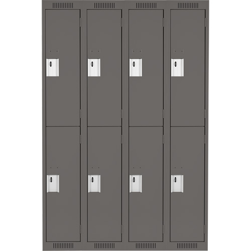 Clean Line Lockers, 2 -tier, Bank of 4, 48" x 18" x 72", Steel, Charcoal, Rivet (Assembled) Planification Entrepots Molloy