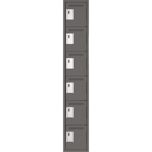 Clean Line Lockerette, 6 -tier, 12" x 18" x 72", Steel, Charcoal, Rivet (Assembled) Planification Entrepots Molloy