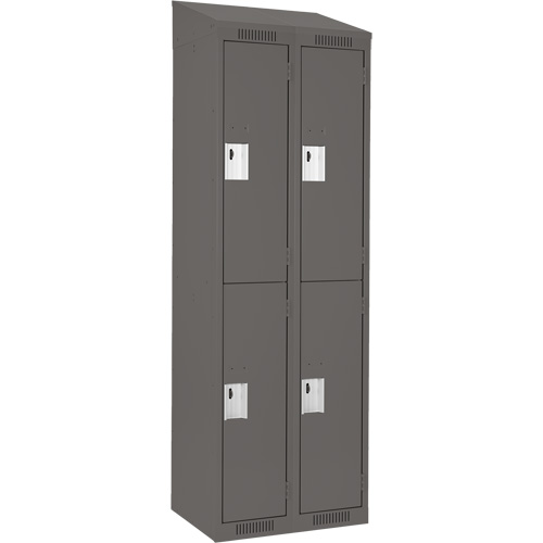 Clean Line Lockers, 2 -tier, Bank of 2, 24" x 18" x 78", Steel, Charcoal, Rivet (Assembled) Planification Entrepots Molloy
