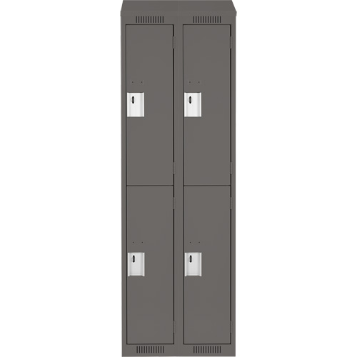 Clean Line Lockers, 2 -tier, Bank of 2, 24" x 18" x 78", Steel, Charcoal, Rivet (Assembled) Planification Entrepots Molloy