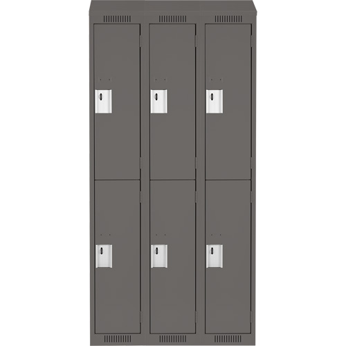 Clean Line Lockers, 2 -tier, Bank of 3, 36" x 18" x 78", Steel, Charcoal, Rivet (Assembled) Planification Entrepots Molloy