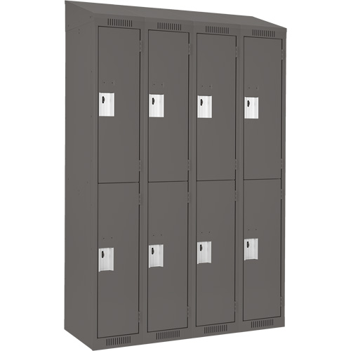 Clean Line Lockers, 2 -tier, Bank of 4, 48" x 18" x 78", Steel, Charcoal, Rivet (Assembled) Planification Entrepots Molloy