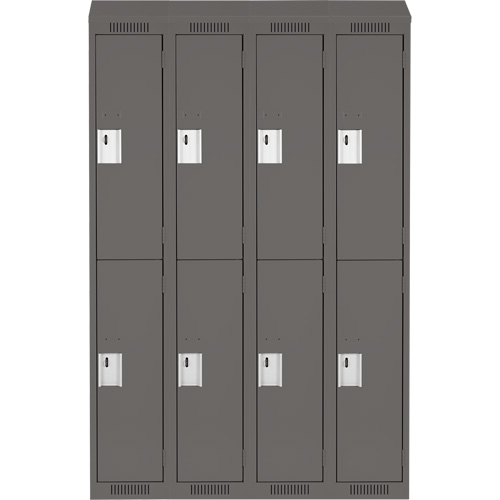Clean Line Lockers, 2 -tier, Bank of 4, 48" x 18" x 78", Steel, Charcoal, Rivet (Assembled) Planification Entrepots Molloy