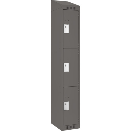 Clean Line Lockers, 3 -tier, 12" x 18" x 78", Steel, Charcoal, Rivet (Assembled) Planification Entrepots Molloy