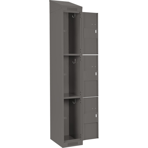 Clean Line Lockers, 3 -tier, Bank of 4, 48" x 18" x 78", Steel, Charcoal, Rivet (Assembled) Planification Entrepots Molloy