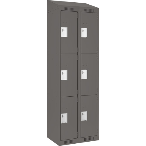 Clean Line Lockers, 3 -tier, Bank of 2, 24" x 18" x 78", Steel, Charcoal, Rivet (Assembled) Planification Entrepots Molloy