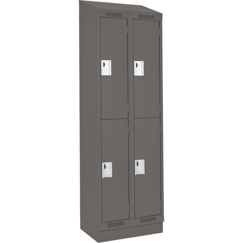 Clean Line Lockers, 2 -tier, Bank of 2, 24" x 18" x 82", Steel, Charcoal, Rivet (Assembled) Planification Entrepots Molloy