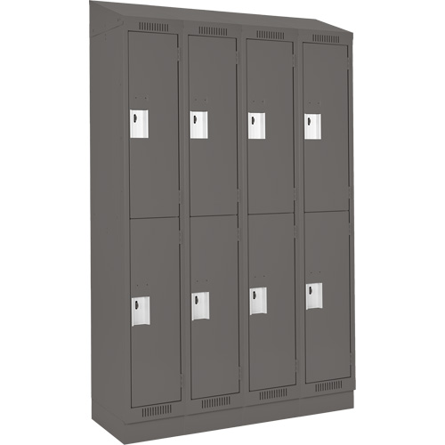 Clean Line Lockers, 2 -tier, Bank of 4, 48" x 18" x 82", Steel, Charcoal, Rivet (Assembled) Planification Entrepots Molloy