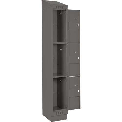 Clean Line Lockers, 3 -tier, Bank of 4, 48" x 18" x 82", Steel, Charcoal, Rivet (Assembled) Planification Entrepots Molloy