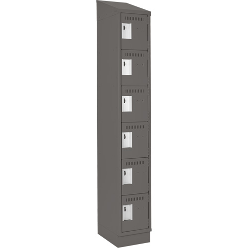 Clean Line Lockerette, 6 -tier, 12" x 18" x 82", Steel, Charcoal, Rivet (Assembled) Planification Entrepots Molloy