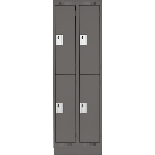 Clean Line Lockers, 2 -tier, Bank of 2, 24" x 18" x 76", Steel, Charcoal, Rivet (Assembled) Planification Entrepots Molloy
